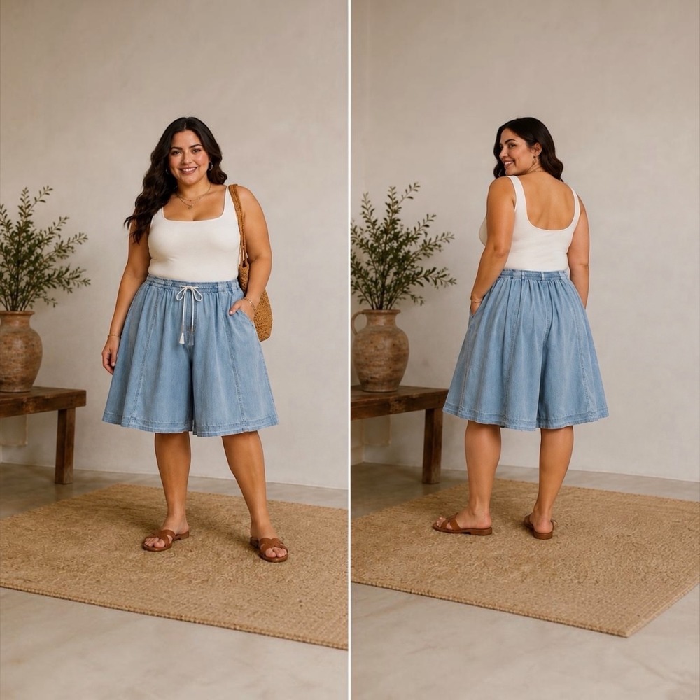 We The Free Distant Lover Culotte Jeans Moonlit Wide Leg Drawstring Denim XL